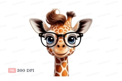 Cute giraffe wearing glasses animal cartoon Product Image 1