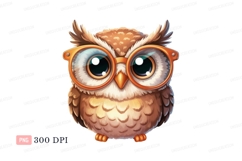Cute owl wearing glasses cartoon bird Product Image 1