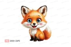 Cute orange fox with blue eyes white Product Image 1