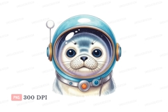 Seal astronaut blue helmet space Product Image 1
