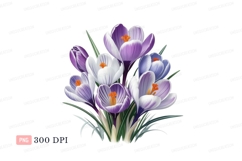 Purple white blue crocus flowers image Product Image 1