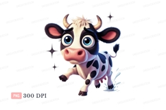 Cartoon cow with big blue eyes animal black Product Image 1