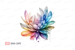 Rainbow flower petals watercolor splash image Product Image 1