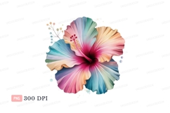 Rainbow hibiscus flower with delicate branches petals Product Image 1