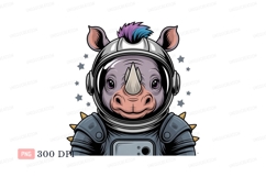 Astronaut rhinoceros purple blue mohawk space helmet Product Image 1