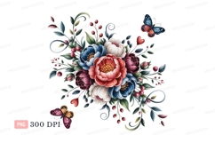 Vibrant floral bouquet with butterflies flowers blue Product Image 1