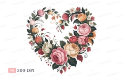 Heart shaped floral arrangement roses pink Product Image 1