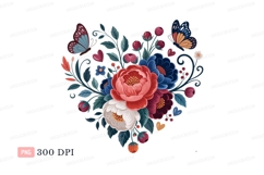 Heart shaped floral arrangement with butterflies flowers Product Image 1