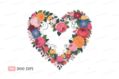 Heart shaped floral wreath flowers pink Product Image 1
