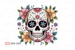 Floral decorated skull with colorful flowers decorative Product Image 1