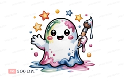 Cheerful ghost painting with colorful paint brush Product Image 1