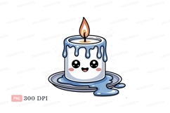 Cute melting candle with happy face flame Product Image 1