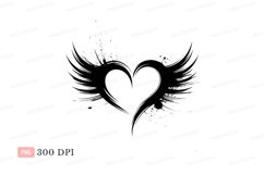 Black heart with wings splash Product Image 1