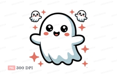 Spooky Ghost Stars Clipart P N G halloween cute Product Image 1