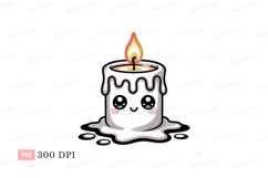 Cute melting candle with flame white Product Image 1