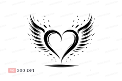 Winged Heart Silhouette wings love Product Image 1