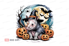 Baby rhino witch with pumpkins cape Product Image 1