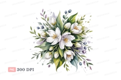 White blossoms green leaves blue berries flowers Product Image 1