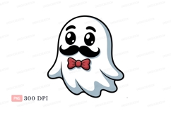 Ghost with red bow tie bowtie cartoon Product Image 1