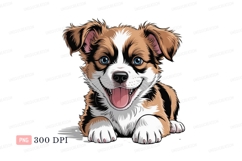 Happy corgi puppy with blue eyes canine animal Product Image 1