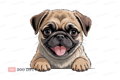Adorable pug puppy peeking over animal canine Product Image 1