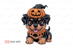 Cute puppy wearing pumpkin hat halloween Product Image 1