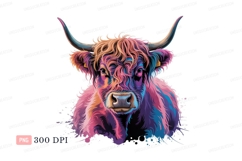 Highland cow colorful abstract art animal Product Image 1
