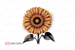 Vibrant Sunflower Petals With Dark Leaves yellow orange Product Image 1