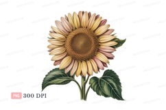 Delicate sunflower petals with green leaves yellow Product Image 1