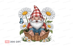 Cheerful gnome surrounded by daisies daisy butterfly Product Image 1