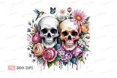 Skulls flowers hummingbird butterfly pink Product Image 1