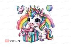Cute unicorn with rainbow mane and butterfly gift balloon Product Image 1
