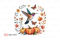 Hummingbird butterflies pumpkins autumn foliage butterfly Product Image 1