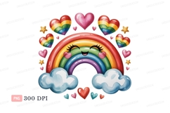Happy rainbow hearts stars clouds image Product Image 1