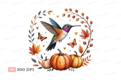 Hummingbird butterflies pumpkins autumn leaves butterfly Product Image 1