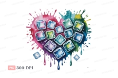 Colorful heart shape with ice cubes splash Product Image 1