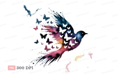 Colorful bird formed from butterflies abstract flying Product Image 1