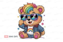 Cool teddy bear with rainbow hair and sunglasses image Product Image 1