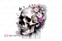 Skull adorned with delicate flowers and butterflies Product Image 1
