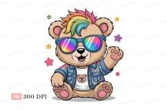 Cool teddy bear with rainbow hair and sunglasses image Product Image 1