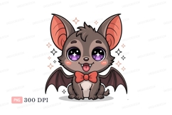 Cute bat with big eyes and bow tie cartoon animal Product Image 1