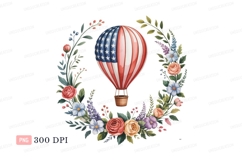 Patriotic hot air balloon floral wreath image Product Image 1