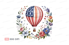 Patriotic hot air balloon floral wreath hotair american Product Image 1