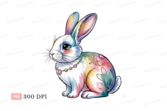Colorful rabbit adorned with pearls and floral designs Product Image 1