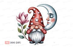 Gnome Moon Flower Clipart P N G stars Product Image 1