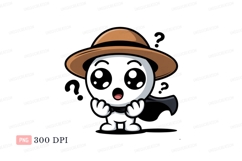Round character wearing hat and scarf brown Product Image 1