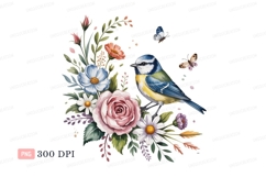 Bluebird pink rose white daisies floral arrangement Product Image 1