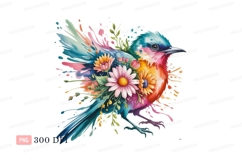 Colorful bird with flowers nature Product Image 1
