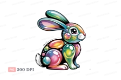 Colorful rabbit with bubble accents bunny rainbow Product Image 1