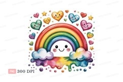 Smiling rainbow hearts stars clouds image Product Image 1